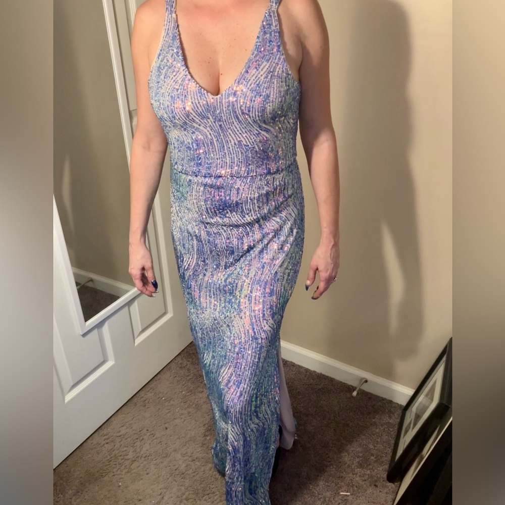 Nightway size 10 sequin dress, champagne/iridescent, multicolored, NWT